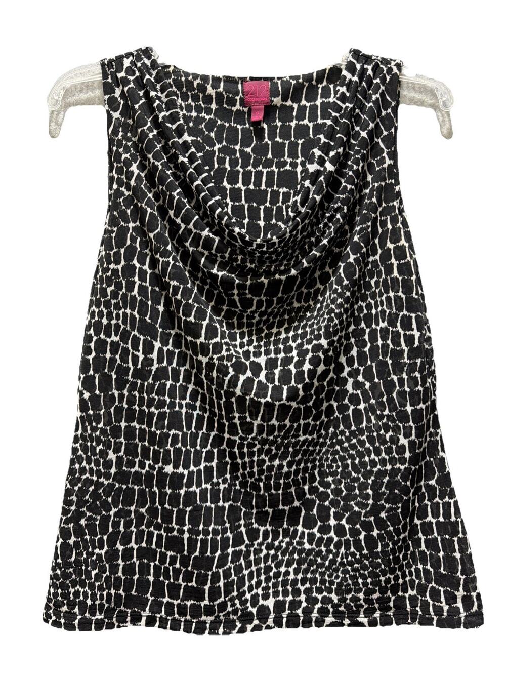 212 Collection Sleeveless Lined Animal Print Top Size S Black EUC Office/Party
